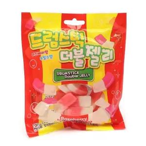 행사) SY) 드럼스틱 더블젤리 라즈베리향밀크향 100g(1타 10개입) 27.03.10/사무실/간식/학교/젤리/가방속