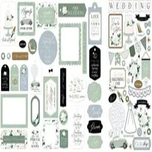 웨딩 스크랩북 용품 - 34개의 프레임과 태그 다이 컷이 포함된 에페메라 팩 카드 제작을 위한 귀여운