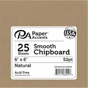 액센트 디자인 페이퍼 칩보드 사각형 - 6인치 x 헤비 52pt 내추럴 25팩 앨범 저널 다이 커팅 카드 제작 및