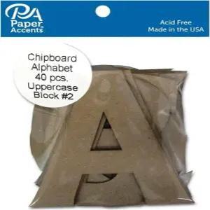 Paper Accents 칩보드 알파벳 모양 4인치 블록 2 대문자 40개입 ？ 크라프트 색상 100 재활용 DIY 공예