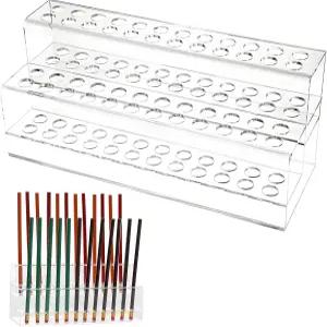 아크릴 펜 홀더 48 슬롯 홈 학용품 2 눈썹 스탠드 랙 책상 티어 정리함 클리어 디스플레이 오피스 메이크업