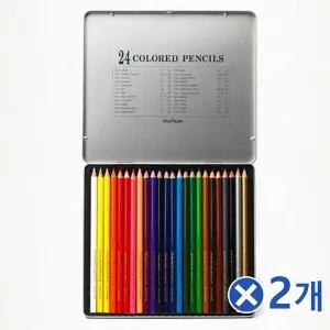 [셀러에이드]TBZ 틴케이스 고급 문화 24색 색연필x2개 색연필선물 색연필선물