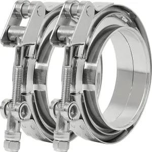 팔로조 25인치 퀵 릴리스 V 밴드 키트 스틸 플랜지 남성용 교체용 클램프 304 2팩 포함 스테인리스