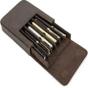 히람 정품 가죽 6 슬롯 펜 있는 디스플레이 보관 컬렉션 케이스 트레이가 정리함 가능한 크레이지 탈부착