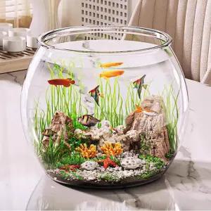 원형 투명 플라스틱어항 수족관 둥근 원통 수조 사육