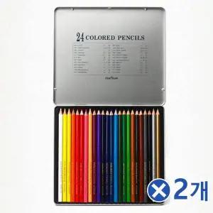 TBZ 틴케이스 고급 문화 24색 색연필x2개 색연필선물 색연필선물