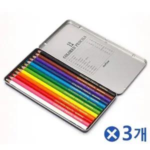 TBZ 틴케이스 고급 문화 12색 색연필x3개 어린이색연필 미술준비물