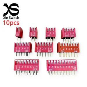 호환  10PCS 피아노 타입 레드 토글 스위치 모듈 간격 2.54MM 수평형 사이드 플 DP-1234567810 포지션 DIP