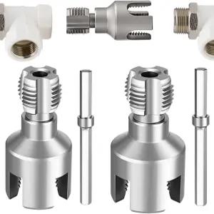 내부 및 외부 파이프 스레딩 도구 2개 PVC 전기 드릴용 크기 재스레딩 도구(1/2 +3/4 )