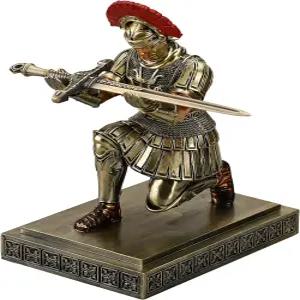 HDMbigmi 로마 군단 병사 기사 펜 사무실 홀더 및 가정용 책상 액세서리브론즈 스탠드 정리함