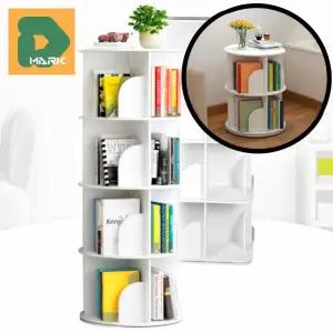 공간절약 회전책장 4단형 수납장 진열장 거실 서재 정리 DIY 책꽂이 아이방 원형책장 회전형 선반 인테리어