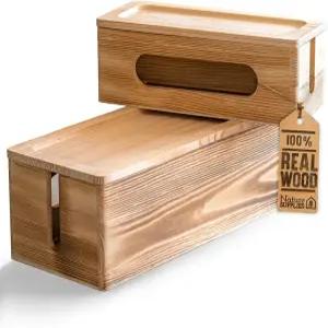 네이처 용품 TV 책상 컴퓨터 케이블 스트립을 및 대형 수 중형 세트 있는 정리함 브라운 2개 전원 숨길