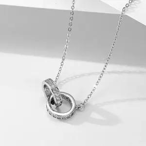 메종드쉬 목걸이 페미닌 큐빅 더블링 펜던트 BCN004