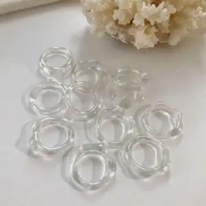 오로라 물결 투명 반지 데일리 투명 아크릴 반지 호마이카 심플