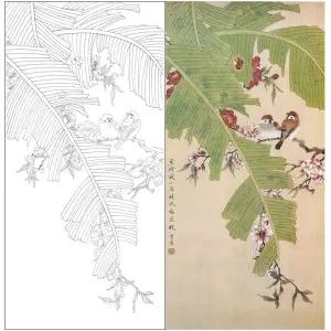 공필화 도안 민화 초안 동양화 채색화 화조도 취미 DIY