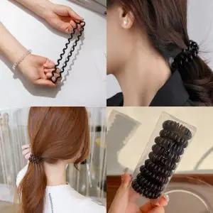 스프링 전화선 머리끈 헤어밴드 헤어고무줄 헤어링 스프링밴드