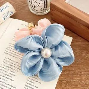 진주 장식 플라워 곱창밴드 헤어슈슈 머리끈 고무줄 똥머리밴드