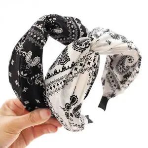 와이드 린넨 꼬임 터번 헤어밴드 데일리 머리띠 네이비 레드 블랙