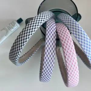 청량한 여름 체크 패턴 헤어밴드 헤어 액세서리 단체 공연 무대