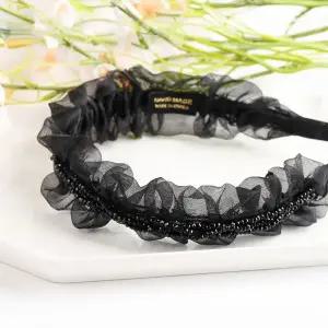 시후주얼리 블랙 프릴 시뮬럿오닉스 라인 핸드메이드 헤어밴드