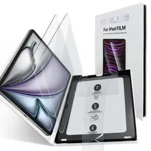 다이아큐브 아이패드 에어 8세대 13 M4 원터치 풀커버 9H강화유리 고투과 저지문 액정보호필름 2매 자동먼지제거 간편부착