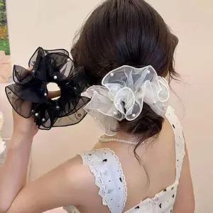 풍성한 진주 오간자 웨딩 무드 헤어슈슈