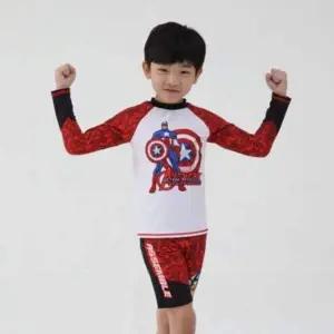 캡틴 남아 수영복 주니어 긴팔 래쉬가드 수모 p 레드 실내 래쉬가드