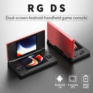 안베르닉 RG DS 휴대용 게임 콘솔 4인치 IPS 듀얼 스크린 안드로이드 4000mAh 플립 비디오 게임 플레이어
