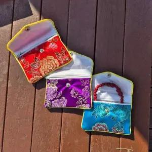 3컬러 미니 비단 보석 파우치 용돈 지갑 동전 카드 수납 케이스