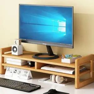 [셀러에이드]3단 원목 모니터 받침대 2단 서랍형 모니터 받침대 사무용 책상