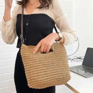 미니핸드폰가방 여성 밀짚 크로스백 베이직 라탄 스퀘어백 여행가방