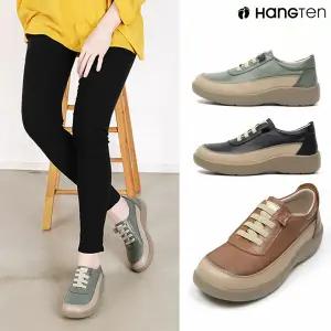 행텐 여성 천연가죽 배색 캐주얼화 굽높은 편한 발볼넓은 단화 슬립온 HT-1077