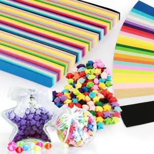 Aierliusa 오리가미 별 종이 스트립 패키지 27가지 색상 1350개 (총 4050장)