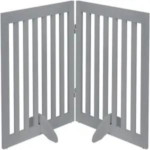 유니포 24인치 개 고양이용 무료 스탠딩 펫 게이트 출입구용 나무 계단 접이식 펜스를 넘어 집 확장 가능한