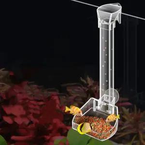 21/29/35cm 아크릴 수족관 물고기 먹이통 투명 튜브 대용량 어항 사료 디스펜서 (새우용)
