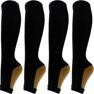 코퍼 오픈 발가락 압박 양말 여성 4쌍 없는 스타킹 남성 간호사용