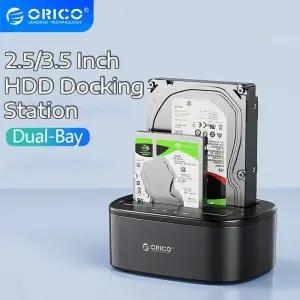 ORICO 듀얼 베이 2.5/3.5인치 하드 드라이브 도킹 스테이션 (2.5/3.5인치 HDD/SSD용) USB 3.0 - SATA 도크
