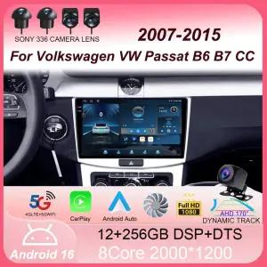 폭스바겐 VW 파사트 B6 B7 CC 2007-2015용 안드로이드 16 멀티미디어 플레이어 카플레이 라디오오토 4G GPS