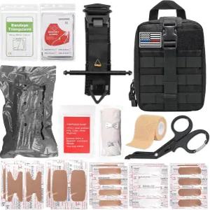지혈대 포함 IFAK 외상 키트 4인치 이스라엘 붕대 부목 몰백 자동차 캠핑 하이킹 및 여행용 전술 응급 처치