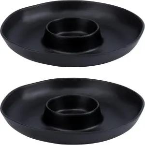 ZAROCRUS 칩 앤 딥 서빙 세트 접시 리시 트레이 딥용 원형 구획 애피타이저 채소 사탕 및 스낵 블랙 2종