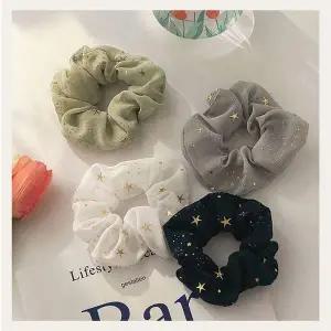 쉬폰 골드 스타 헤어스크런치 곱창밴드 4개세트