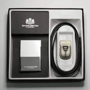 갈색 클래식 남성용 슬림 가죽 소가죽 벨트 선물용 세트