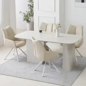 라벨라 포세린 세라믹 4인 식탁세트 회전 의자 4개)