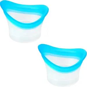 2pcs 워시 컵 클리너 키트 실리콘 클리닝 헹굼 휴대용 케어 도구 보관 용기 투명하여 빠르게 피로를