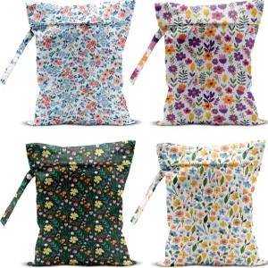 4팩 귀여운 젖은 가방 방수 세척 가능 재사용 가능한 마른 수영복 기저귀 여행 비치 수영장 크리스마스