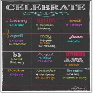 마그네틱 생일 드라이 지우기 달력 블랙 컬러 기억해야 할 - 냉장고용 달력.