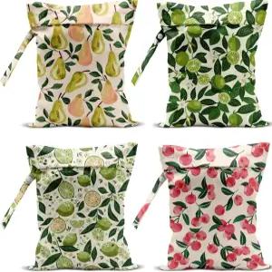 귀여운 과일 젖은 가방 방수 세척 가능 재사용 가능한 드라이 백 수영복 더러운 옷 목욕 천 기저귀 여행