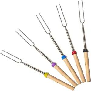 MalloMe 불 구덩이용 스모어 스틱 - 캠프파이어 마시멜로 로스팅 키트 야외용 외부용 꼬치 핫도그 포크