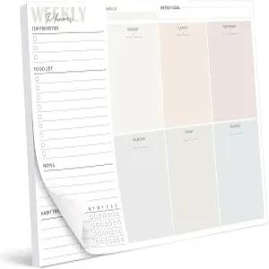 BIROYAL 주간 플래너 메모장 날짜 미정 - 할 일 목록 메모장(8.3 x11.7 ) 일일 체크리스트 우선 및 메모가