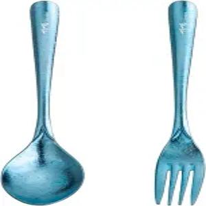 TiTo 티타늄 식기 세트 경량 순수 포크 스푼 가정 레스토랑 야외 캠핑 파티 여행 피크닉(블루)을 위한